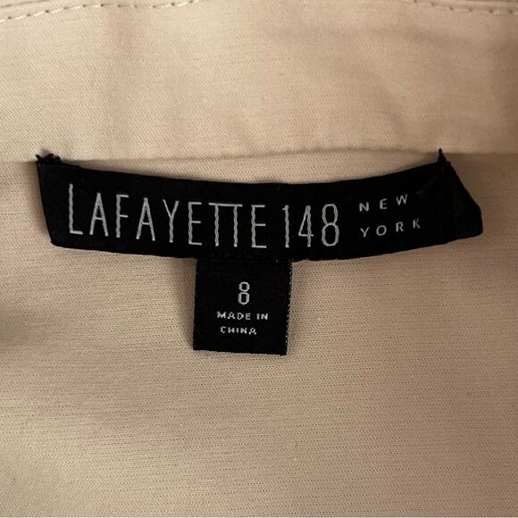 Lafayette 148 Collared Shirt Dress Size 8 Zip Front Stretch Neutral Office Siren - Picture 6 of 9